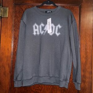 Nwt! Studded AC/DC crew neck with fringe back!